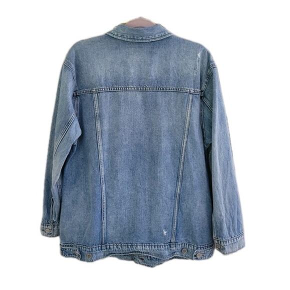 Lucky Brand Denim Trucker Jacket Size Large Unisex Blue‎ 100% Cotton Distressing - Picture 7 of 12